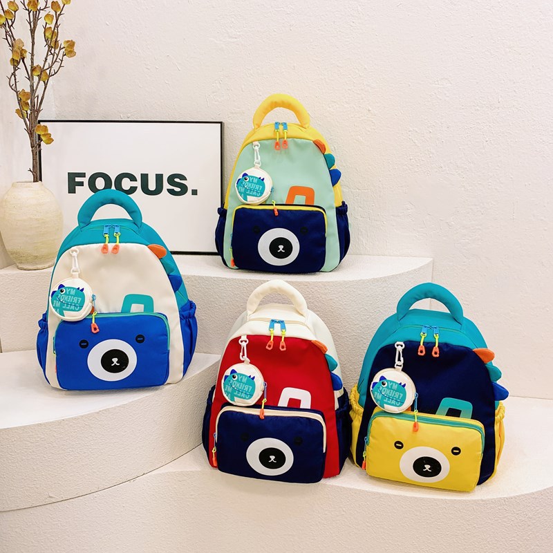 New cute dinosaur backpacks for kindergarten boys and girls, Korean-style color-blocking travel children's backpacks details Picture