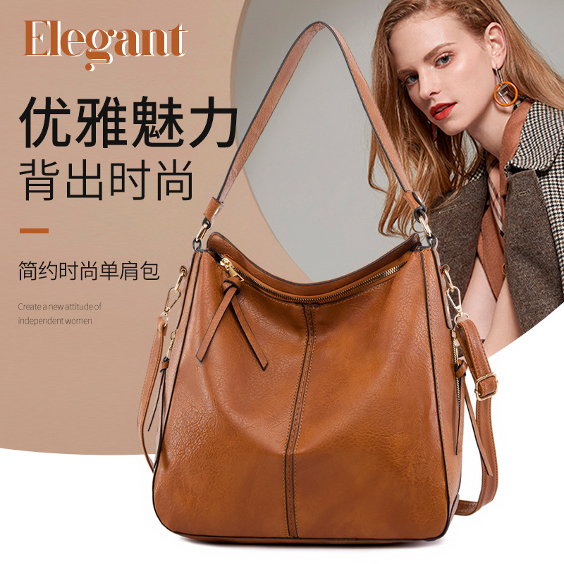 Cross-border women's bags 2023 New style single-shoulder bag, simple crossbody wandering bag, Korean-style handbag, women's tote large bag full figure