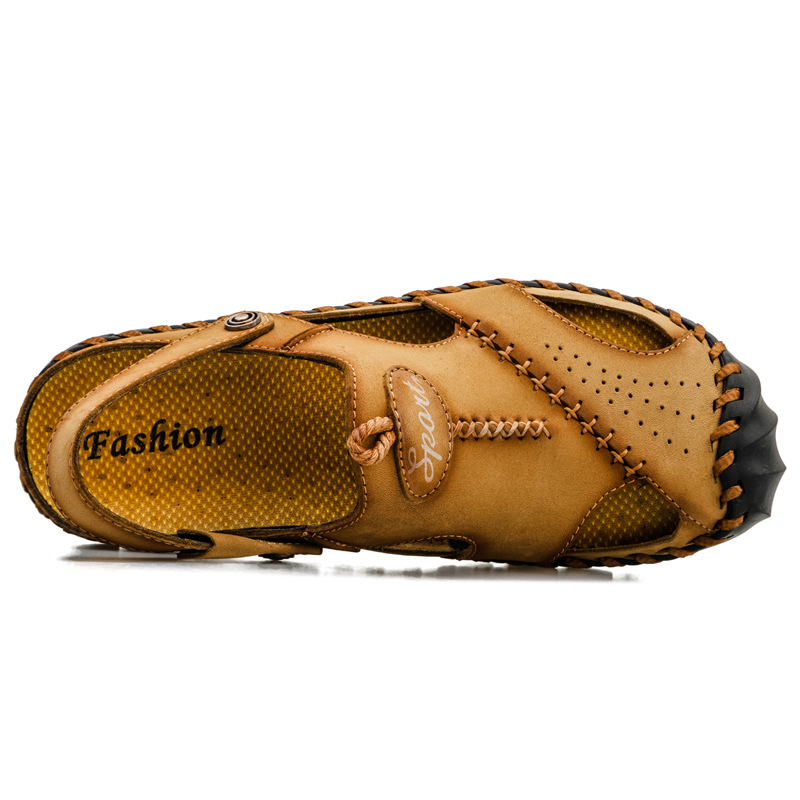 Cross-border large-sized genuine leather men's sandals, beach flip-flops, two-in-one men's casual cool leather shoes, top layer cowhide men's shoes, breathable Application Scenario