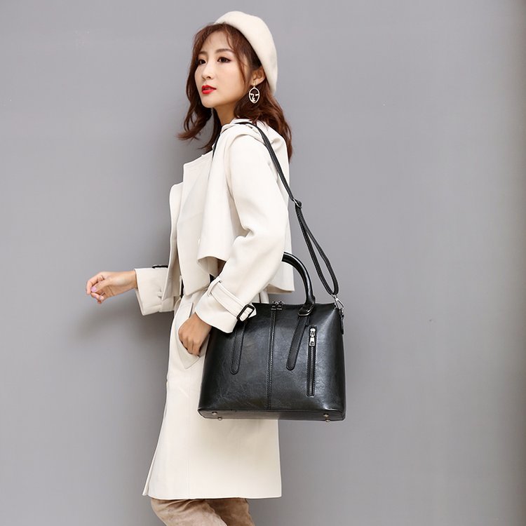 New oil-wax leather women's bag, trendy for export, hand-held, cross-border, single-shoulder, European and American retro crossbody bag, one piece for global shipping details Picture