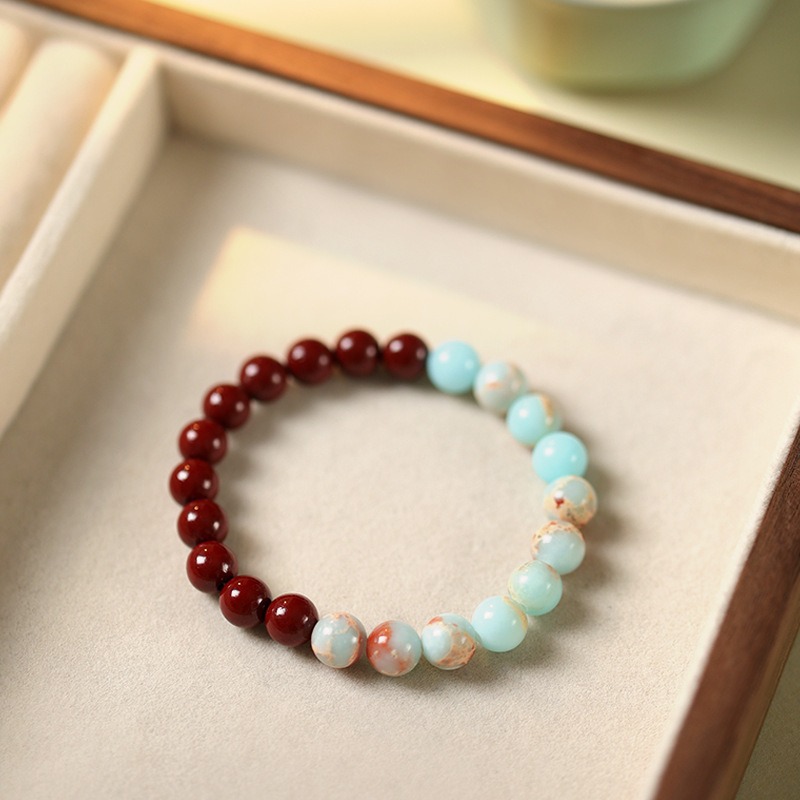 Purple gold sand cinnabar bracelet, new Chinese-style zodiac year simple jewelry, Zen-style national style Shoushan stone bracelet, best friend gift 167 Specification drawing