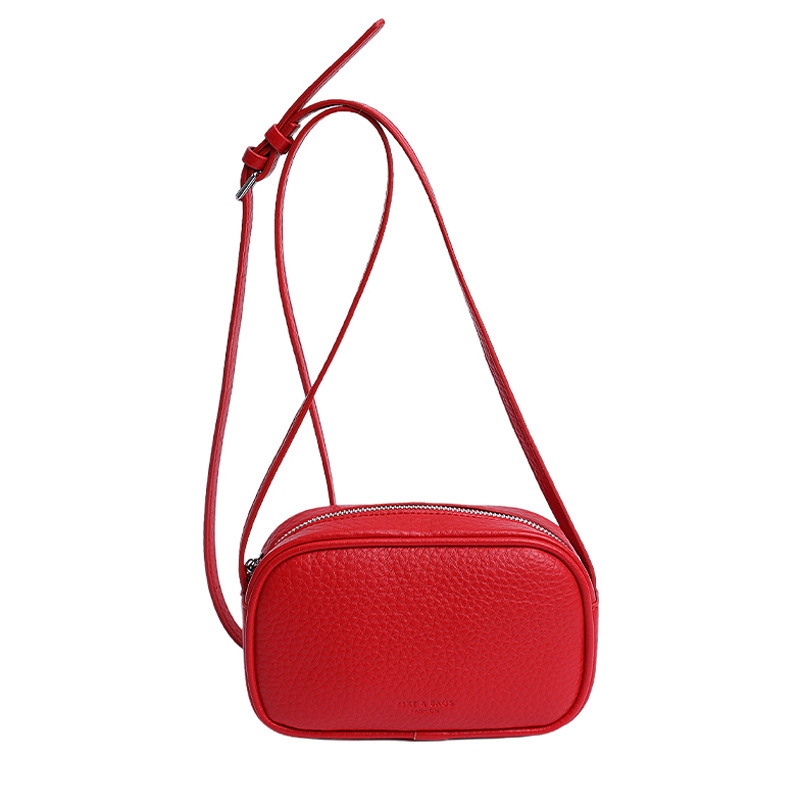 Fashionable and casual small square bag for women, 2025 summer new style personalized crossbody bag, versatile solid color lychee pattern single-shoulder bag Item Picture