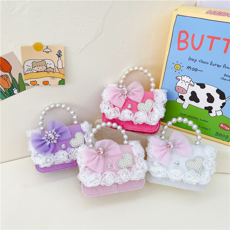 New popular children's bags, fashionable little Chanel princess bags, cute hand-held crossbody bags for little girls, wholesale and consignment Specification drawing
