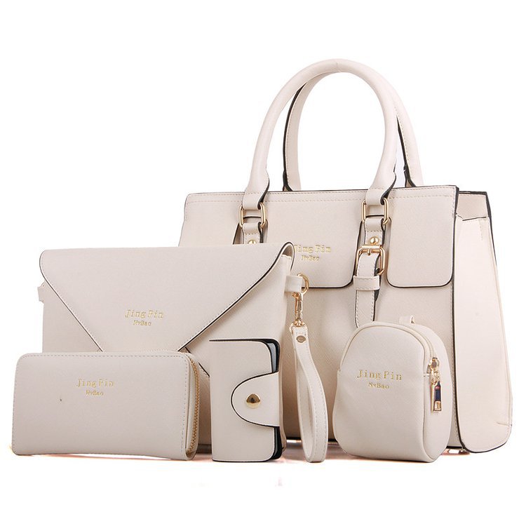 New European and American women's handbag, trendy toothpick pattern single-shoulder five-piece set, mother and child bag, cross-border one-piece delivery worldwide Item Picture
