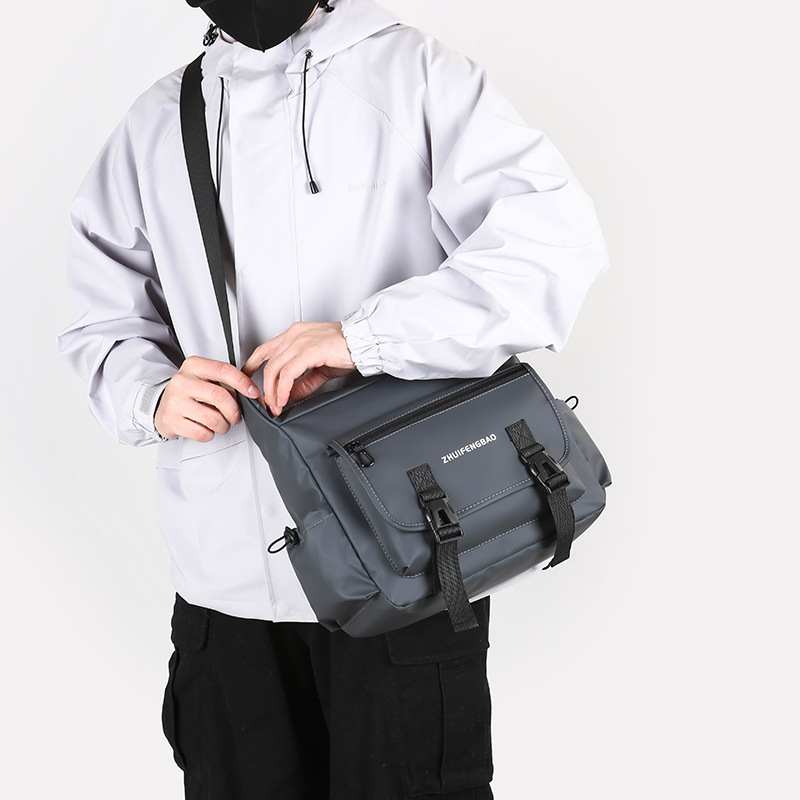 Cross-border men's crossbody bag, casual business college student postman bag, large-capacity men's bag, commuting workwear style single-shoulder bag Specification drawing