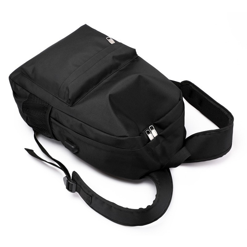 Cross-border solid-color men's casual backpack, Korean version, large-capacity USB charging travel backpack, school bag for middle and high school students Item Picture