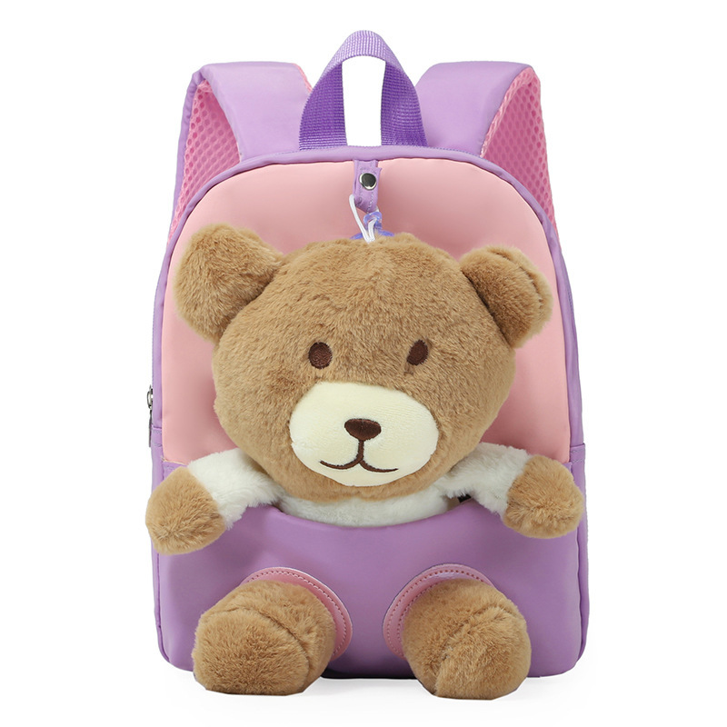 New plush toy children's backpacks, lightweight kindergarten school bags, creative and cute bear backpacks, one-piece consignment Item Picture