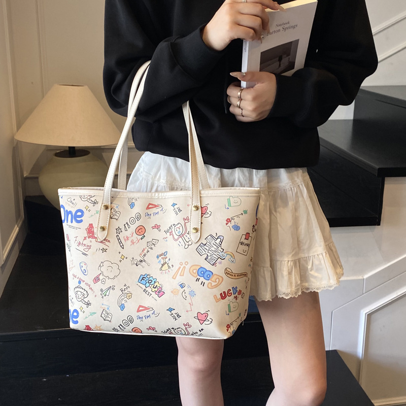 French niche and cute women's bags, 2025 new summer versatile large-capacity single-shoulder bag, petite tote bag Specification drawing