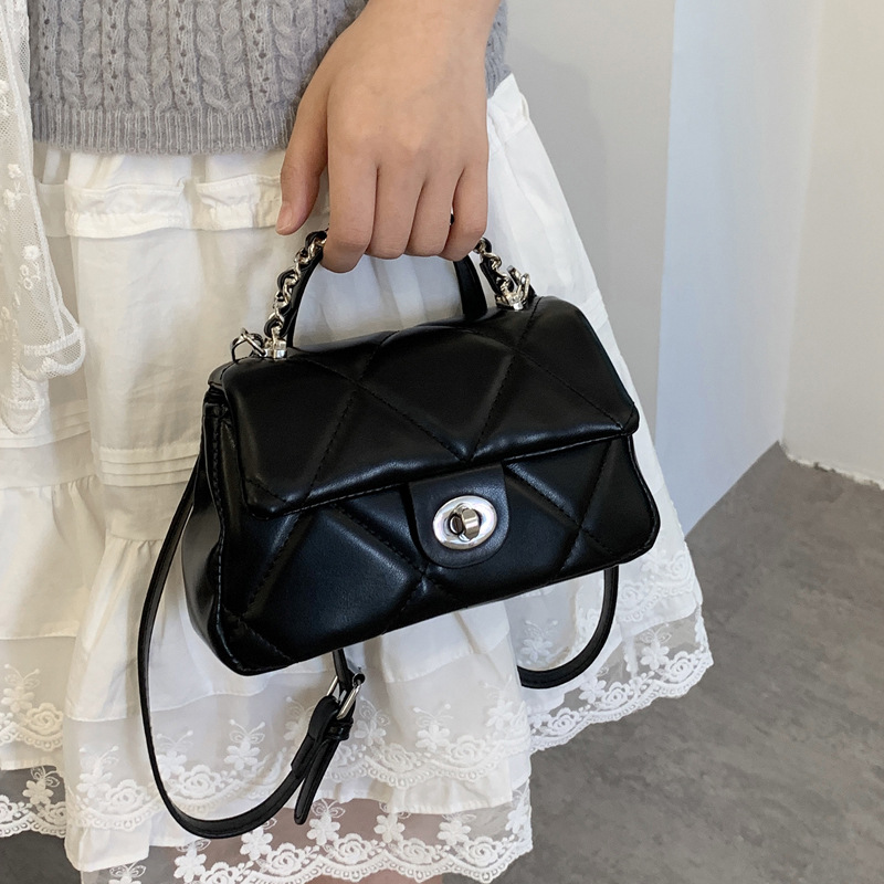 Fashionable and stylish lockable mini bag for women, 2025 new diamond-shaped chain bag, niche design, single-shoulder crossbody bag Specification drawing