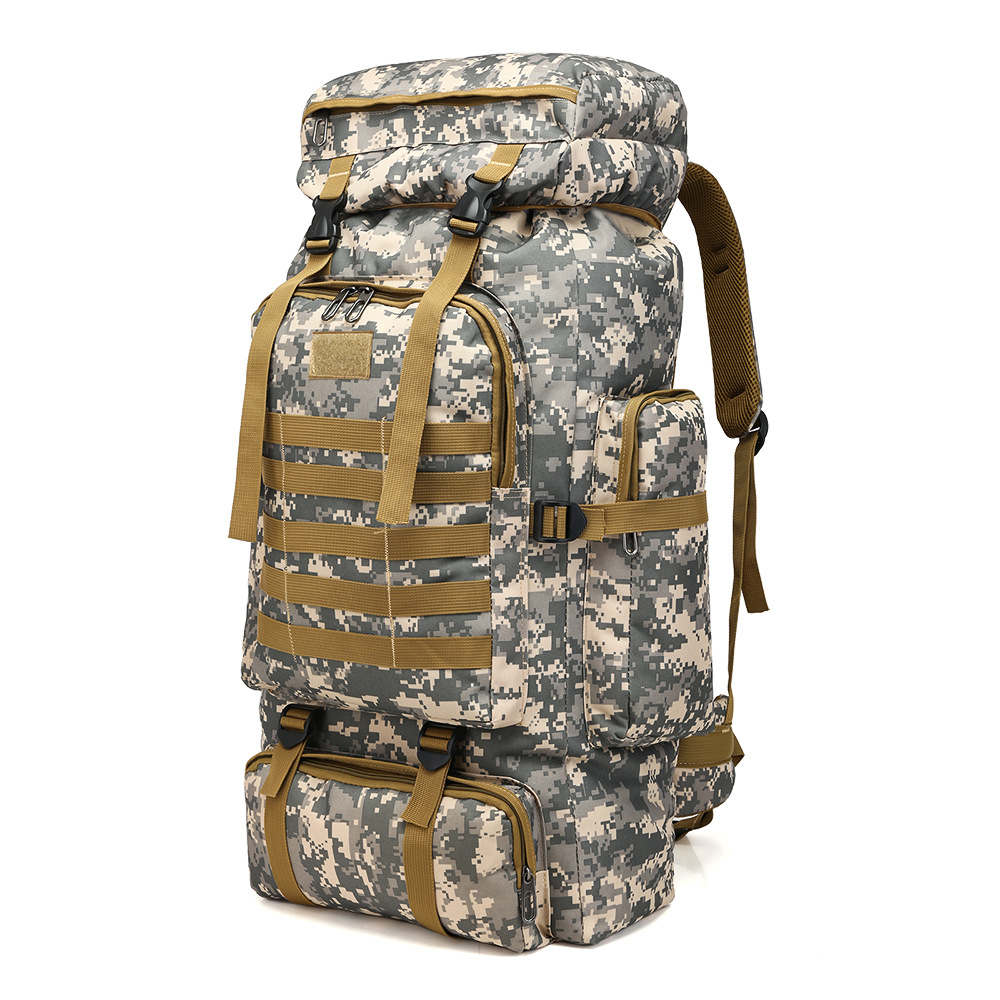 New cross-border men's travel bag, multi-pocket outdoor hiking backpack, large capacity 80L camouflage casual luggage bag Item Picture