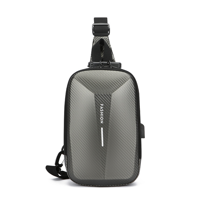 2025 New password-protected crossbody bag, hard-shell water-resistant single-shoulder bag, Amazon large-capacity men's trendy chest bag Item Picture