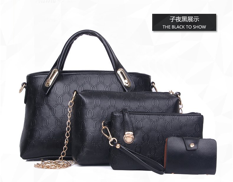 New Bear four-piece set, European and American trend women's single-shoulder bag, crossbody and hand-carry bag, cross-border one-piece delivery worldwide Specification drawing