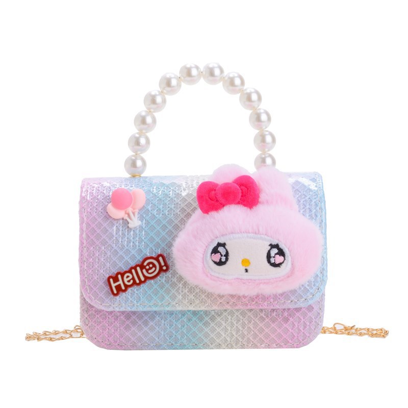 New children's bags, cartoon and cute princess pearl single-shoulder bag, colorful handbag for baby girls, crossbody coin purse Item Picture