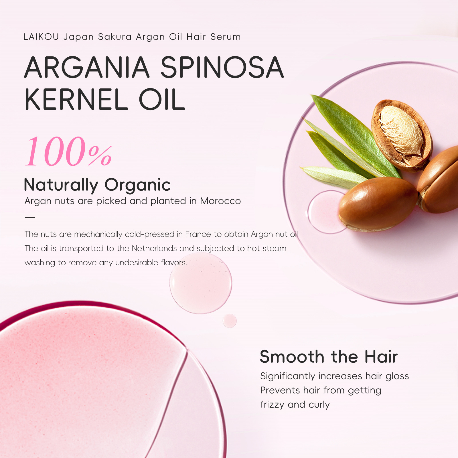 Cross-border LAIKOU Japanese Sakura AGAR Hair Care Essence 100ml Hair Care English packaging in stock Application Scenario