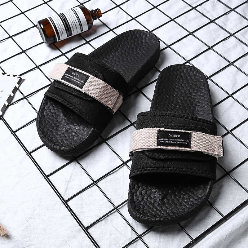 Lu 'an Bao Mi Hua EVA soft-soled slippers for men, summer Velcro outdoor fashion trend, one-word slippers, sticky rubber shoes for men full figure