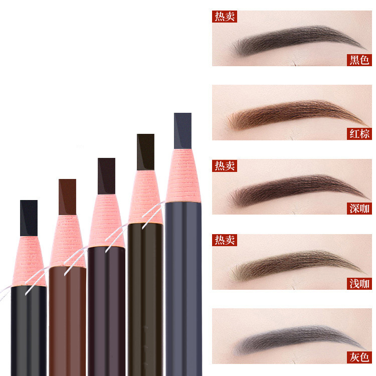 Customized drawstring eyebrow pencils for cross-border domestic sales, ODM/OEM. Wooden eyebrow pencils are waterproof and do not fade easily. OEM and private label cosmetics details Picture