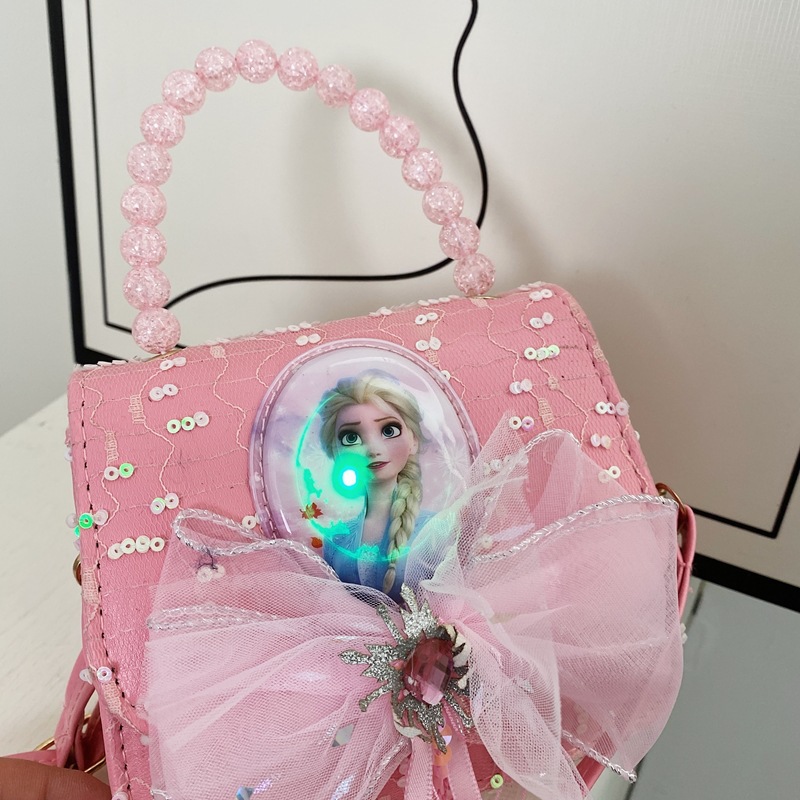 New Elsa Princess hand-held crossbody bag for girls, Ice Princess, fashionable girls' backpack with flashing light Specification drawing