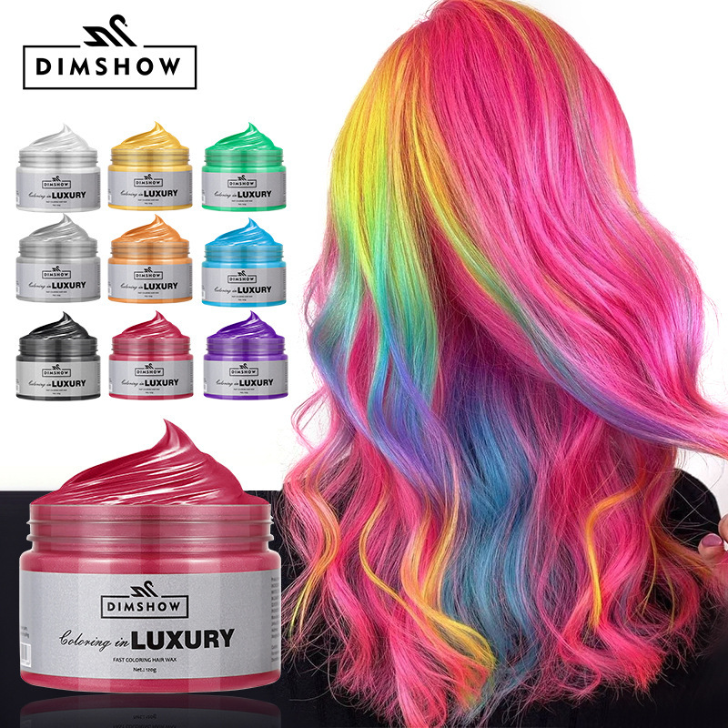 DIMSHOW Disposable colorful Styling Hair wax, natural and colorful, Grandma gray, silver and blue full figure