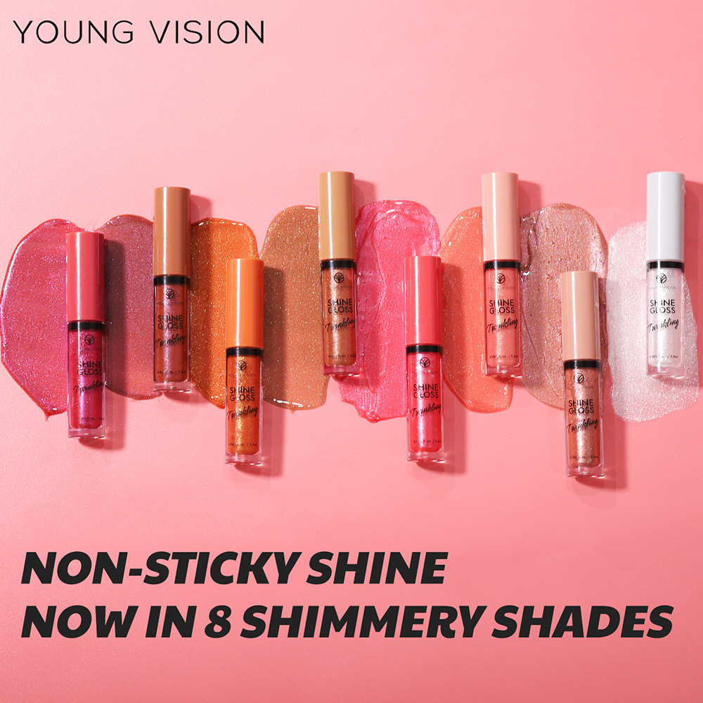 YOUNG VISION Fine Sparkling Lip Gloss, 8-color pearlescent lip gloss, ice-clear and pure, layered lip gloss Specification drawing