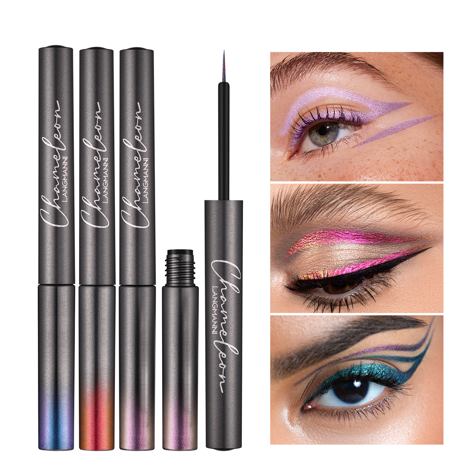 LANGMANNI Sparkling Powder Eyeliner Liquid 6-color Sparkling Powder Eyeliner Liquid Set Quick-drying multi-color liquid eyeliner details Picture