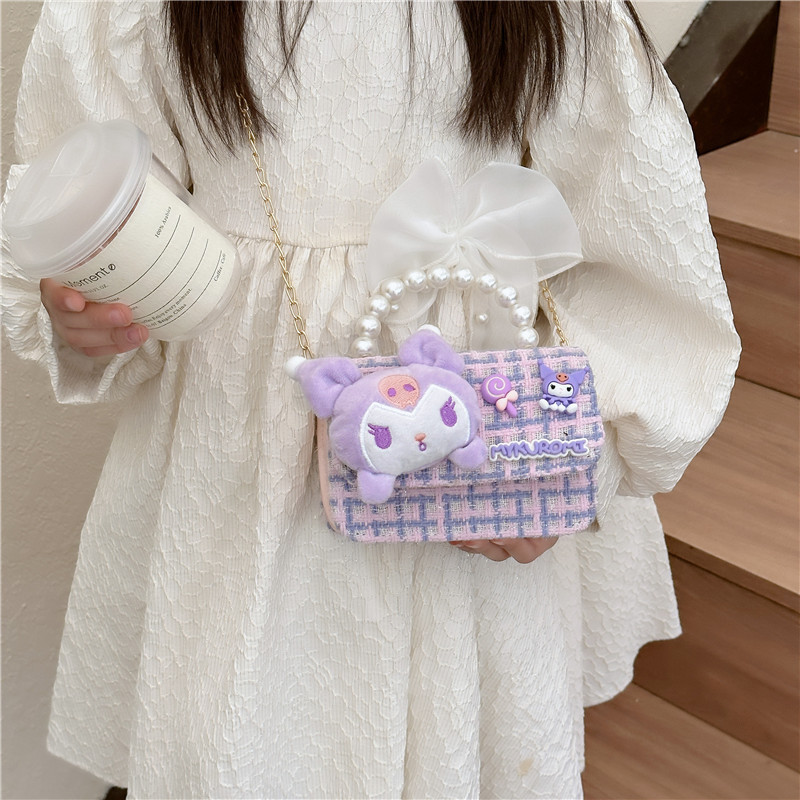 2024 New stylish princess pearl hand-held coin purse, fashionable children's single-shoulder bag, cute kids and girls' crossbody bag Specification drawing