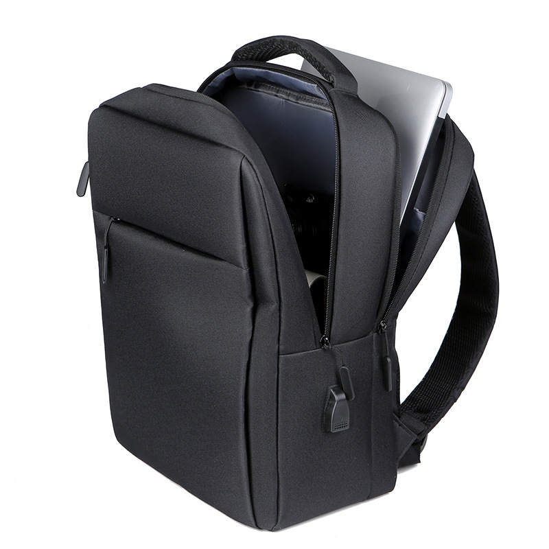 Upgraded large-capacity solid-color double-shoulder computer bag, double-layer business commuting backpack, college student schoolbag with logo printing Application Scenario
