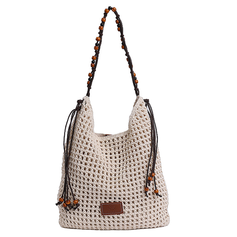 Summer hollowed-out woven large-capacity tote bag for women 2025, trendy and versatile, seaside vacation single-shoulder crossbody bag Item Picture
