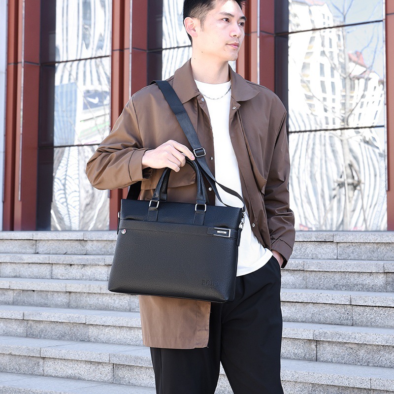 Business fashion leather briefcase, men's trendy and versatile crossbody bag, fashionable and simple men's bag, laptop bag Specification drawing