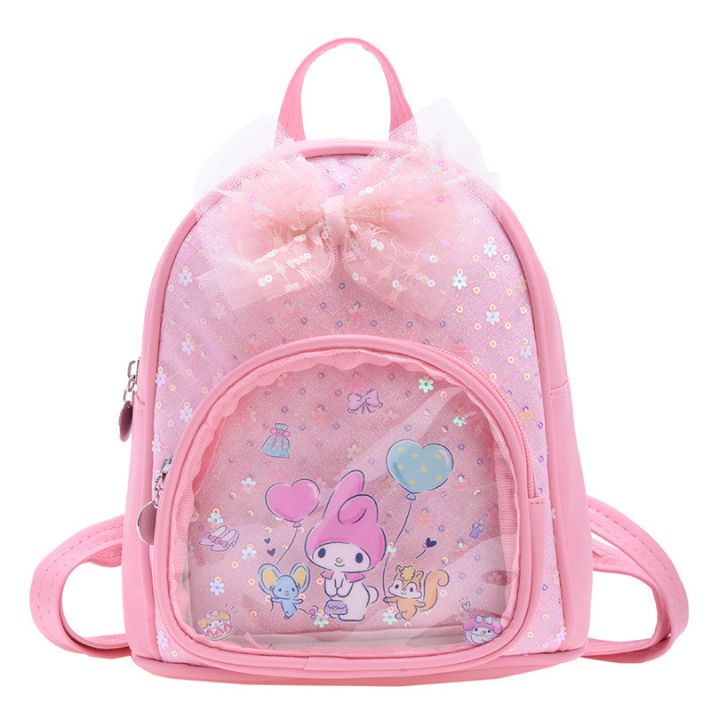 The new cute bow backpack is a trendy and stylish small schoolbag for boys and girls in kindergartens. It's a casual and versatile bag with a fashionable touch Item Picture