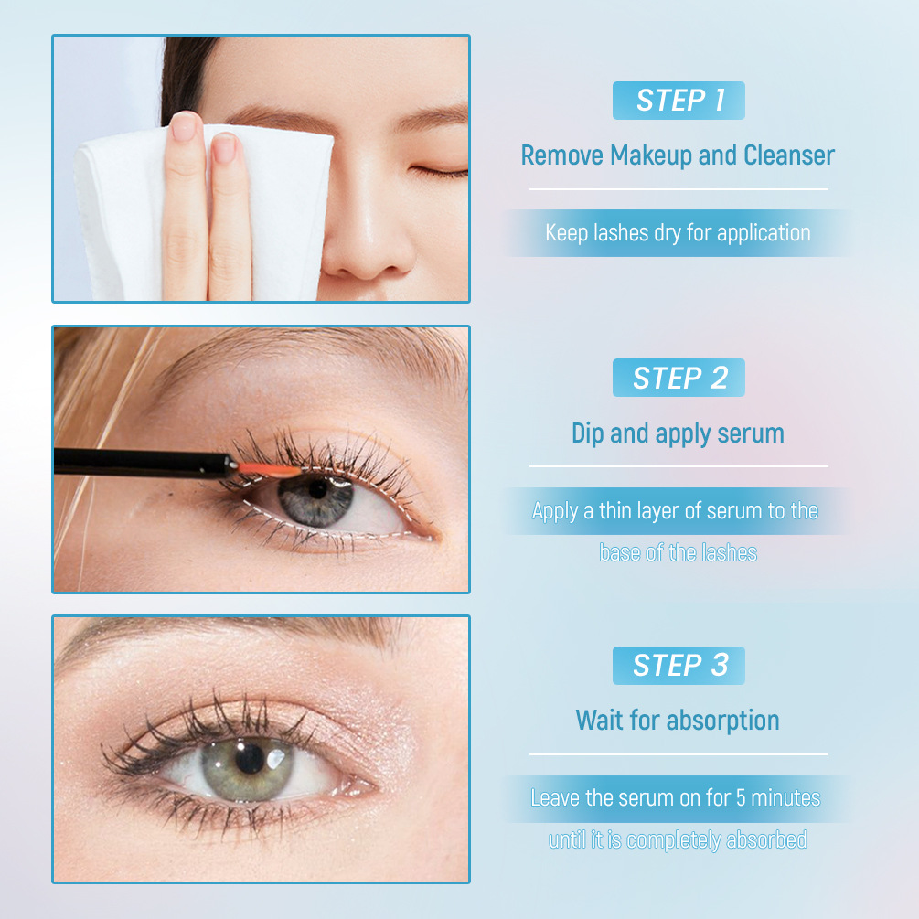 QIBEST Cross-border Best-selling Natural Slimming, Thickening, Curling eyelash and Eyebrow Care Liquid Makeup Application Scenario