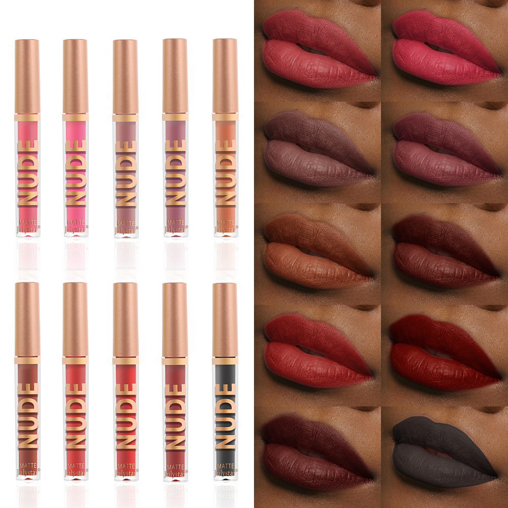 Cross-border makeup long-lasting, non-fading, non-stick cup lip gloss, European and American velvet matte lip gloss for export wholesale full figure