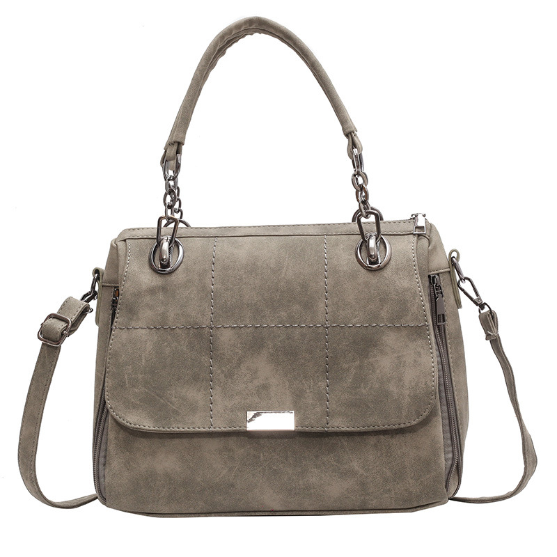 Ladies' European and American retro handbag, fashionable matte leather single-shoulder crossbody bag, trendy lady's cross-border large-capacity bag Item Picture