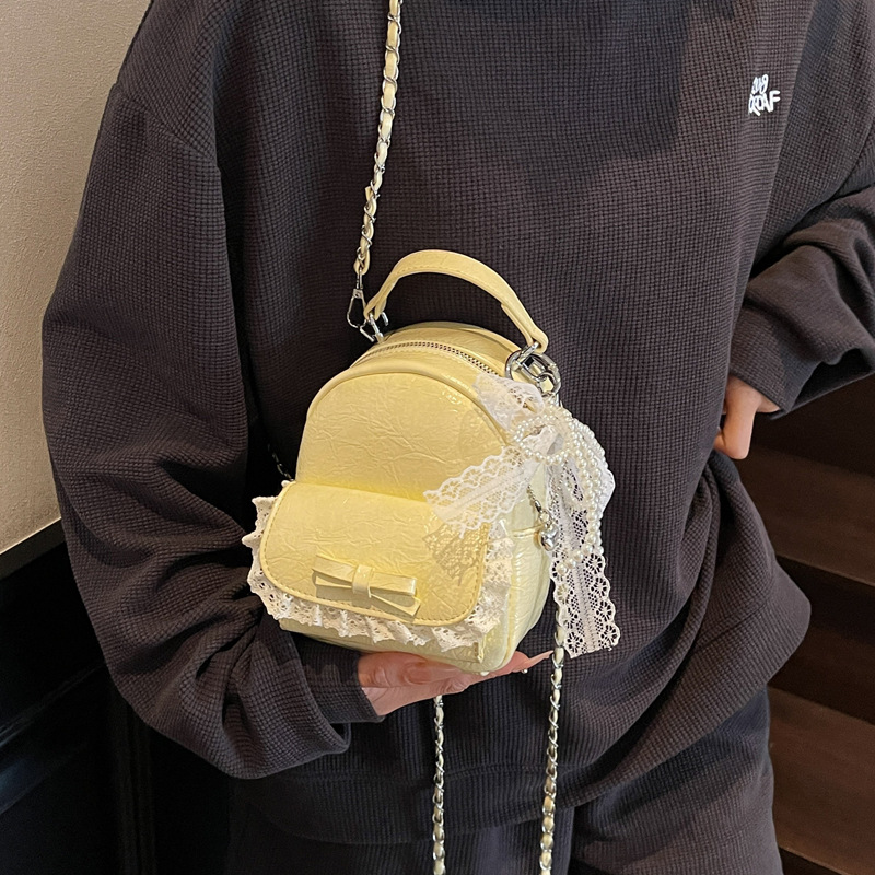 Korean-style sweet and cute backpack for girls, 2025 new fashionable heart-shaped lace backpack, school-style hand-held schoolbag Specification drawing