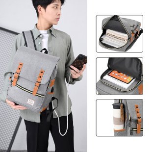 New foreign trade computer backpack, personalized retro men's and women's outdoor canvas large travel bag, fashionable backpack three-piece set Application Scenario