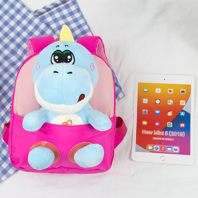 2023 New cartoon detachable doll kindergarten schoolbag, cartoon dinosaur plush children's and baby backpack Specification drawing