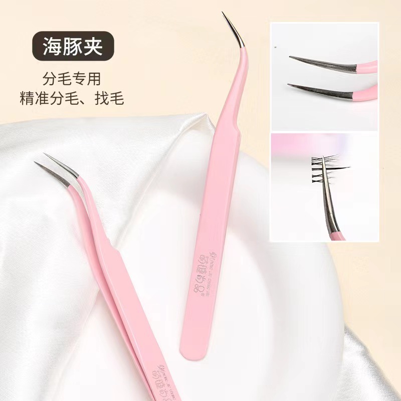 Mengjie Shangpin false eyelash tweezers, safe and high-precision Golden Feather clip, Dolphin clip, single cluster grafting, a beginner's beauty tool Specification drawing