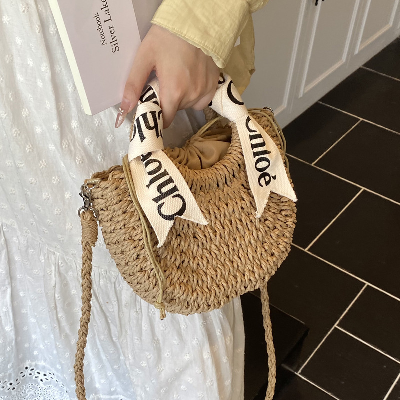 2025 New straw woven bag, large capacity, retro straw woven bag, basket style, casual and versatile beach bag for women Specification drawing
