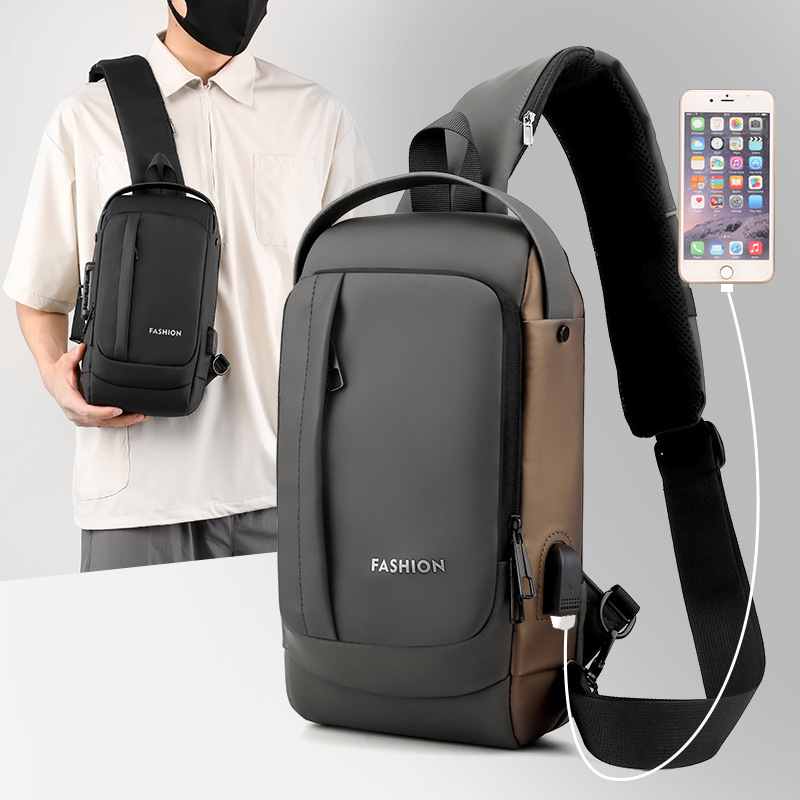 Multi-functional password lock chest bag, waterproof and anti-theft, casual motorcycle chest bag for both men and women, factory direct sales and wholesale, cross-border details Picture