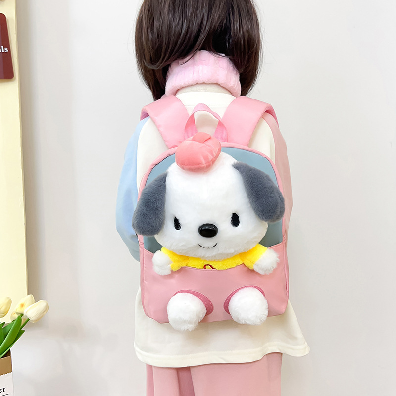 Cute little dog backpacks for children, trendy and fashionable plush toy backpacks for boys and girls in kindergartens, cross-border Specification drawing