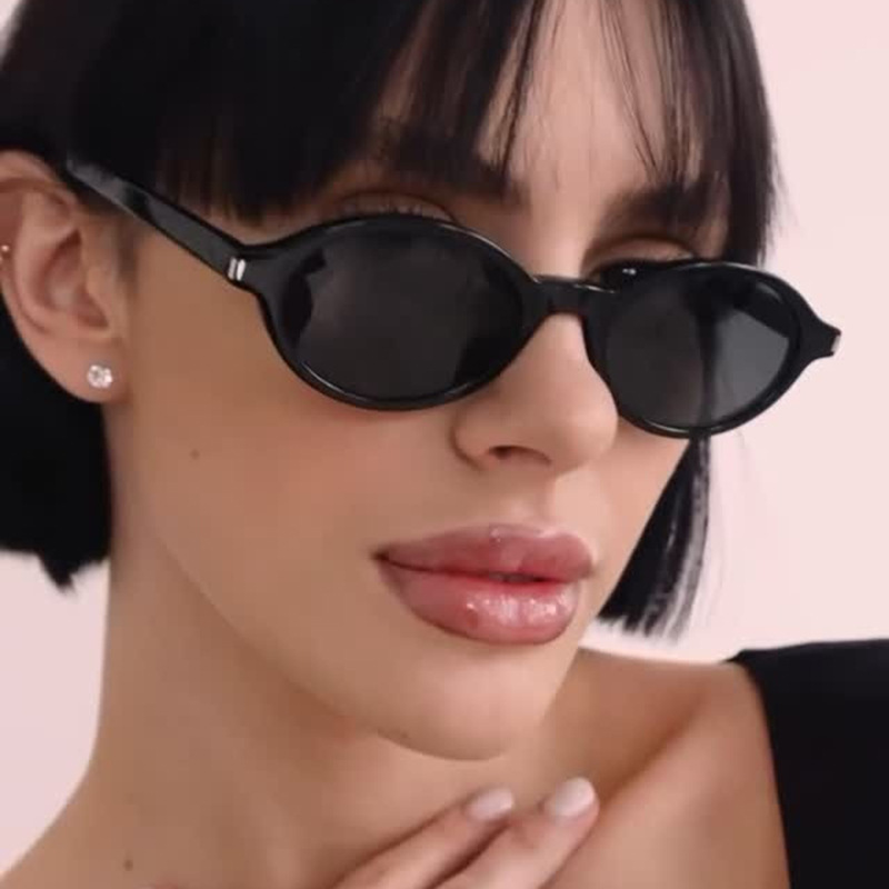 Oval rice nail sunglasses, simple 2025 new retro fashion sunglasses, European and American Instagram popular sunglasses for women full figure
