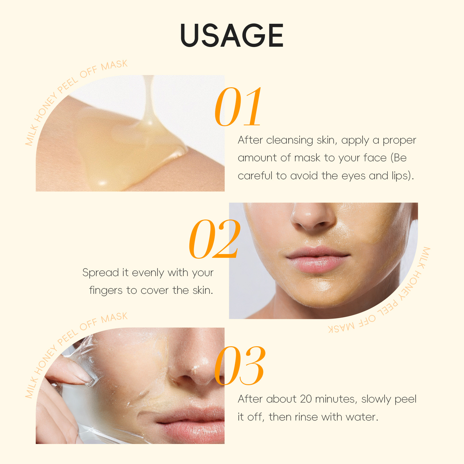 Cross-border QUIYUM Milk honey peel-off Mask 50g Exfoliating gel Deeply cleanses the face FDA skin care product Application Scenario