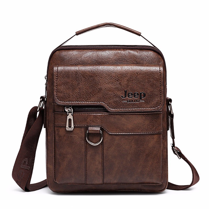PU Men's JEEP business bag, retro crossbody bag, large-capacity men's bag, single-shoulder bag, casual briefcase, cross-border details Picture