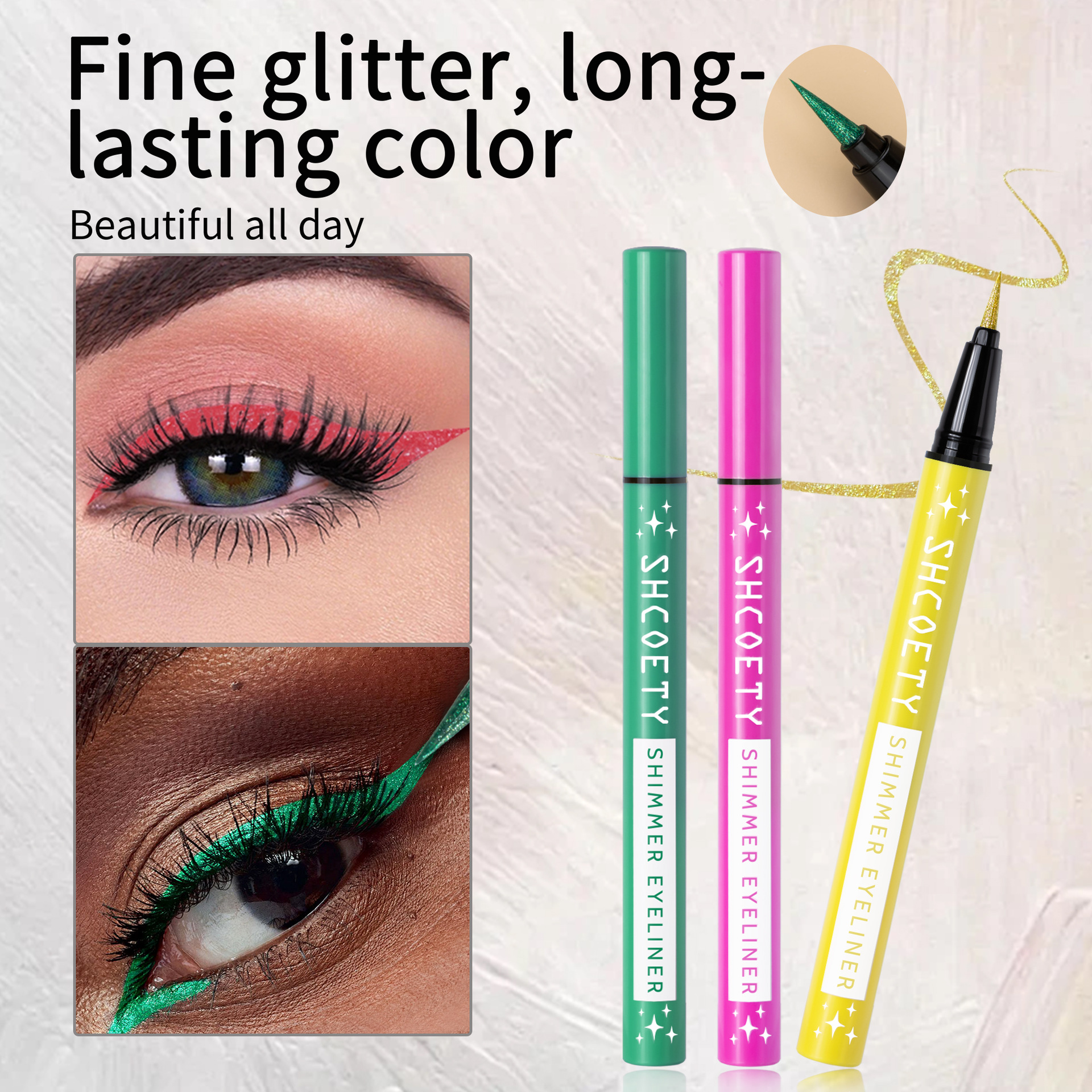 SHCOETY Colored Pearlescent Eyeliner Pen Set, pearlescent fine Sparkling eyeliner liquid, painted face color, waterproof and sweat-proof cross-border details Picture