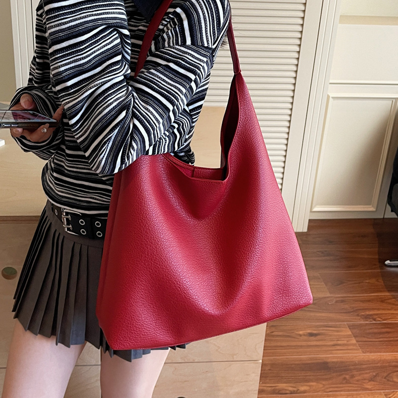 2025 New trendy, retro single-shoulder bag, commuter quality tote bag, simple and large-capacity handbag, women's bag Specification drawing