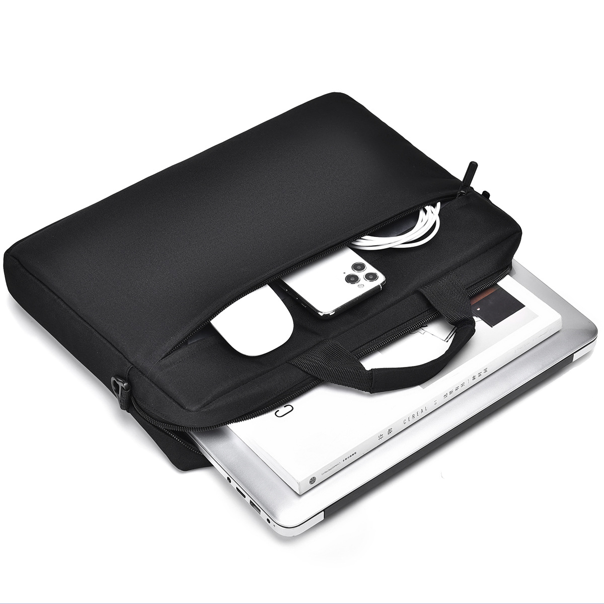Cross-border computer bag, laptop bag, thickened shoulder bag, large-capacity handbag, suitable for both men and women, Apple, Huawei and Lenovo details Picture