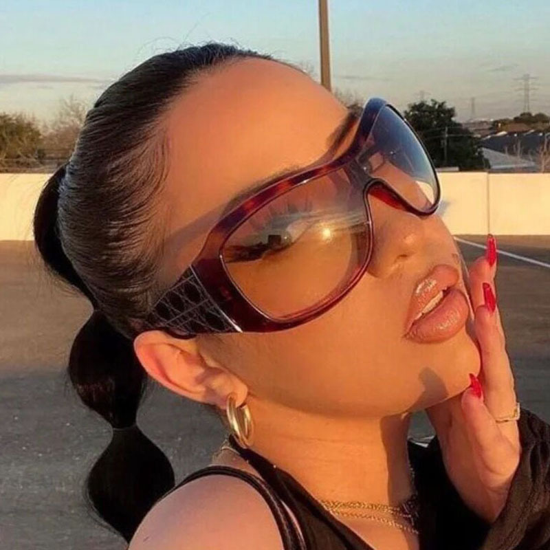 Extra-large frame mask sunglasses, outdoor Y2K European and American trendy and fashionable sunglasses, UV-resistant sports sunglasses details Picture