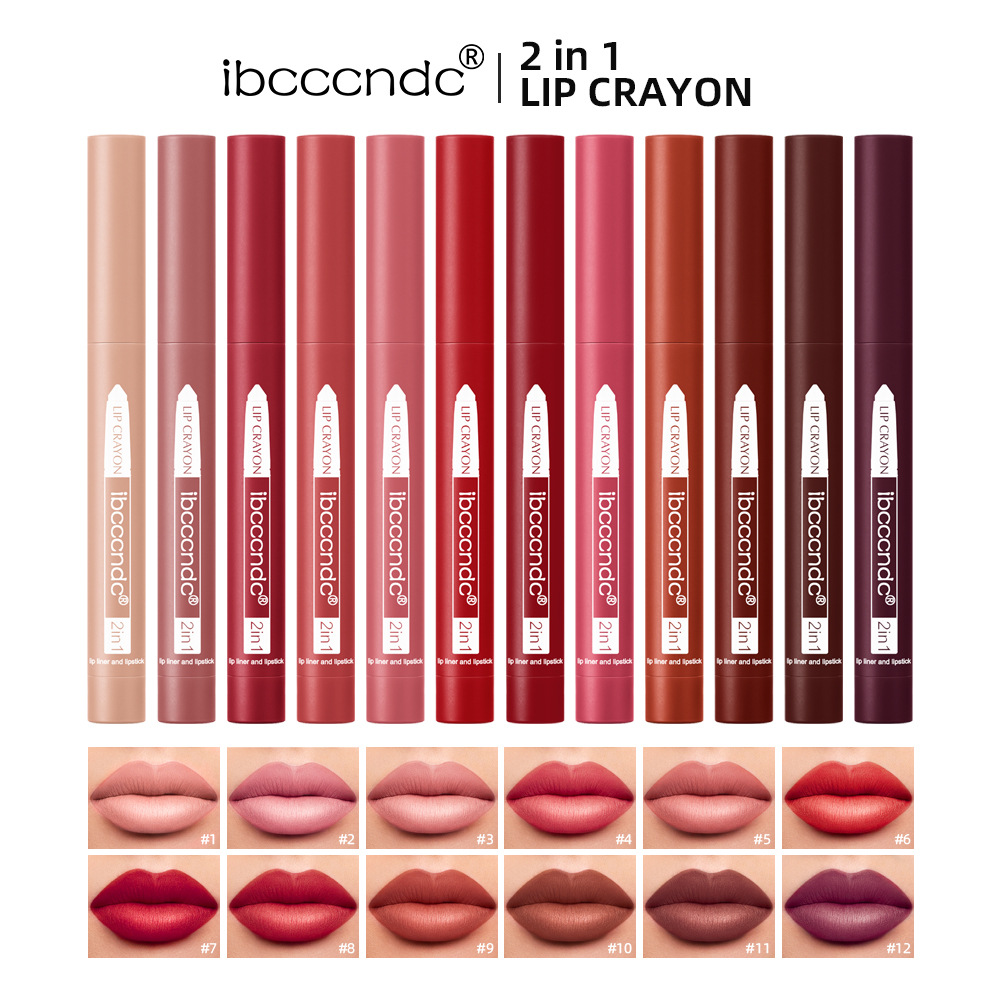 ibcccndc two-in-one Lip liner, matte lipstick liner, Rotating Lip liner full figure
