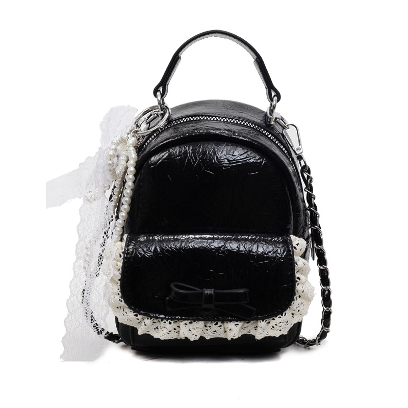 Korean-style sweet and cute backpack for girls, 2025 new fashionable heart-shaped lace backpack, school-style hand-held schoolbag Item Picture