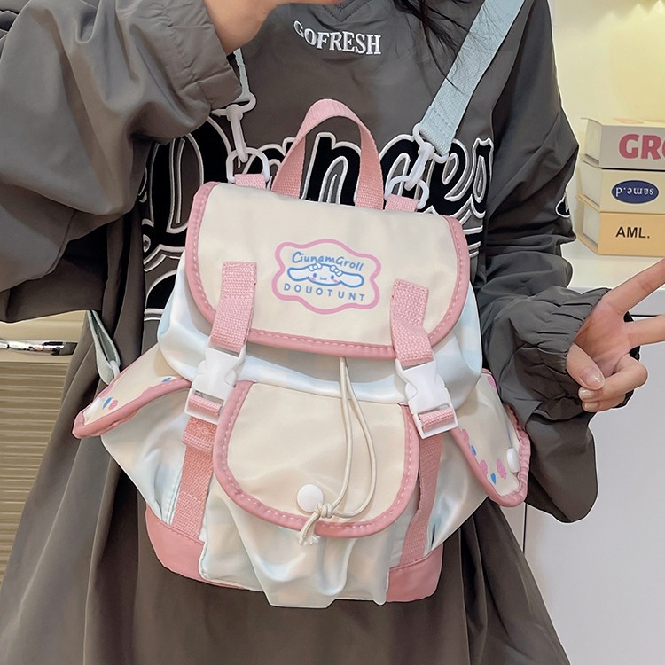 New Korean donut big ear collaboration backpack, student schoolbag, women's crossbody bag, and mini backpack with cinnamon dog details Picture