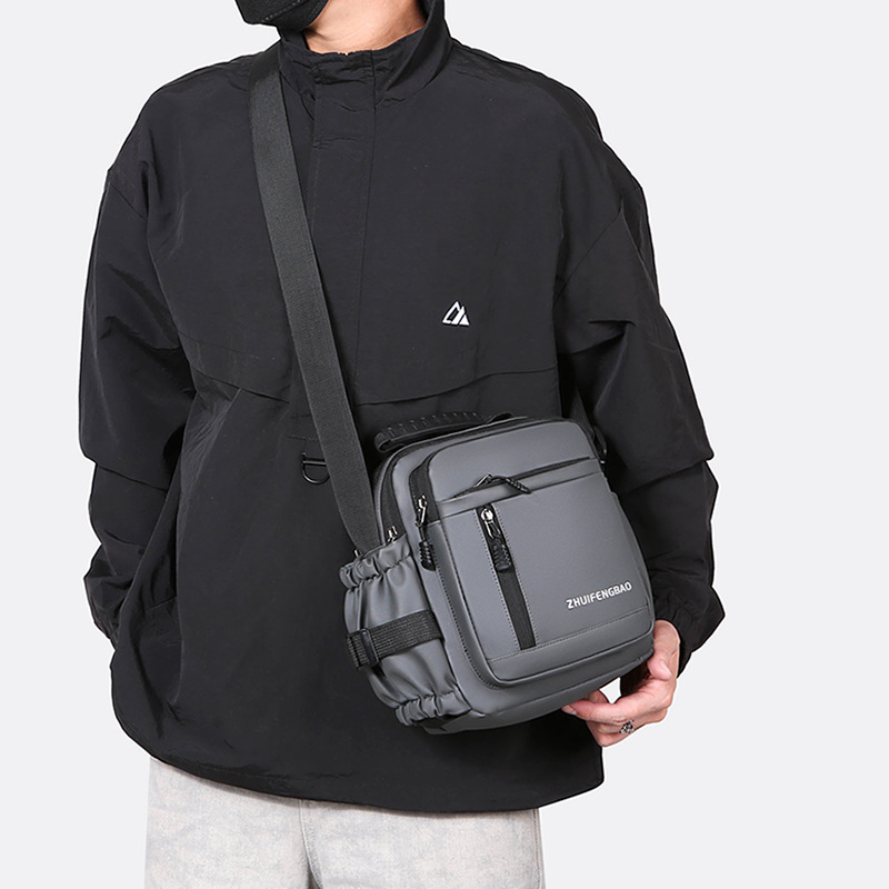 Business men's single-shoulder bag, simple and casual commuting bag, vertical multi-layer camera bag, fashionable and trendy crossbody handbag Specification drawing